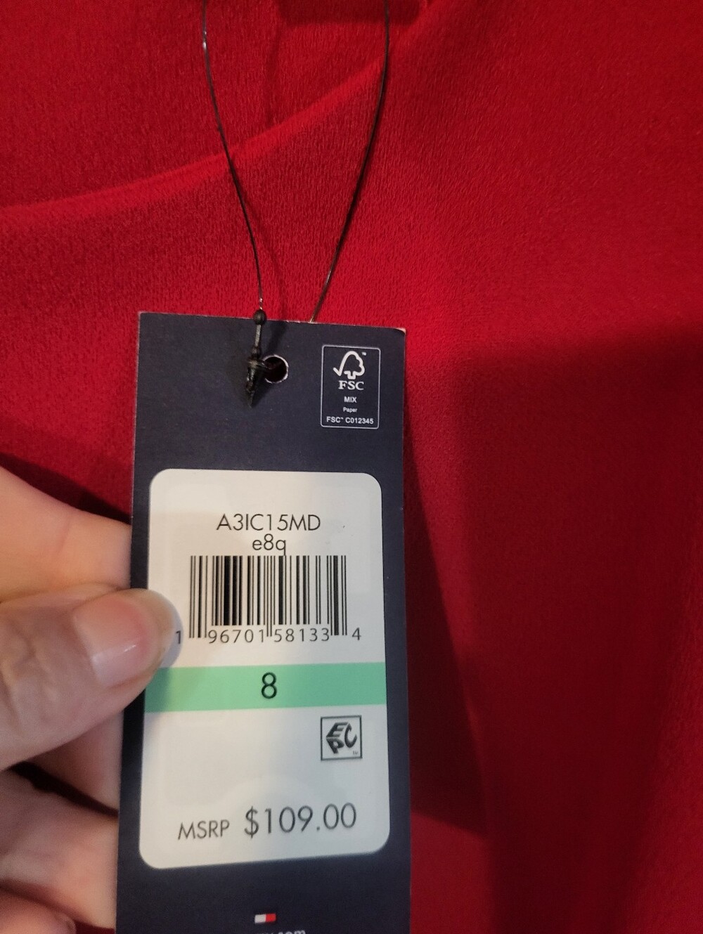 Tommy Hilfiger Crimson Midi Dress with Ruffle Hem - Picture 4 of 4